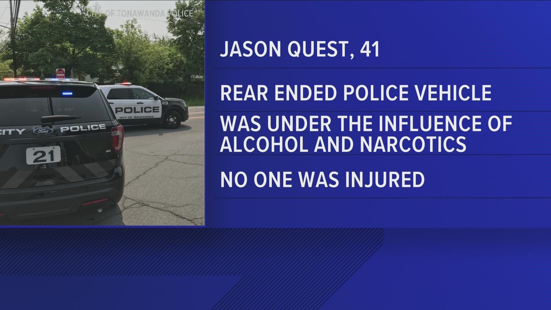 A Tonawanda man is facing multiple charges after allegedly rear ending a City of Tonawanda police vehicle Saturday morning.