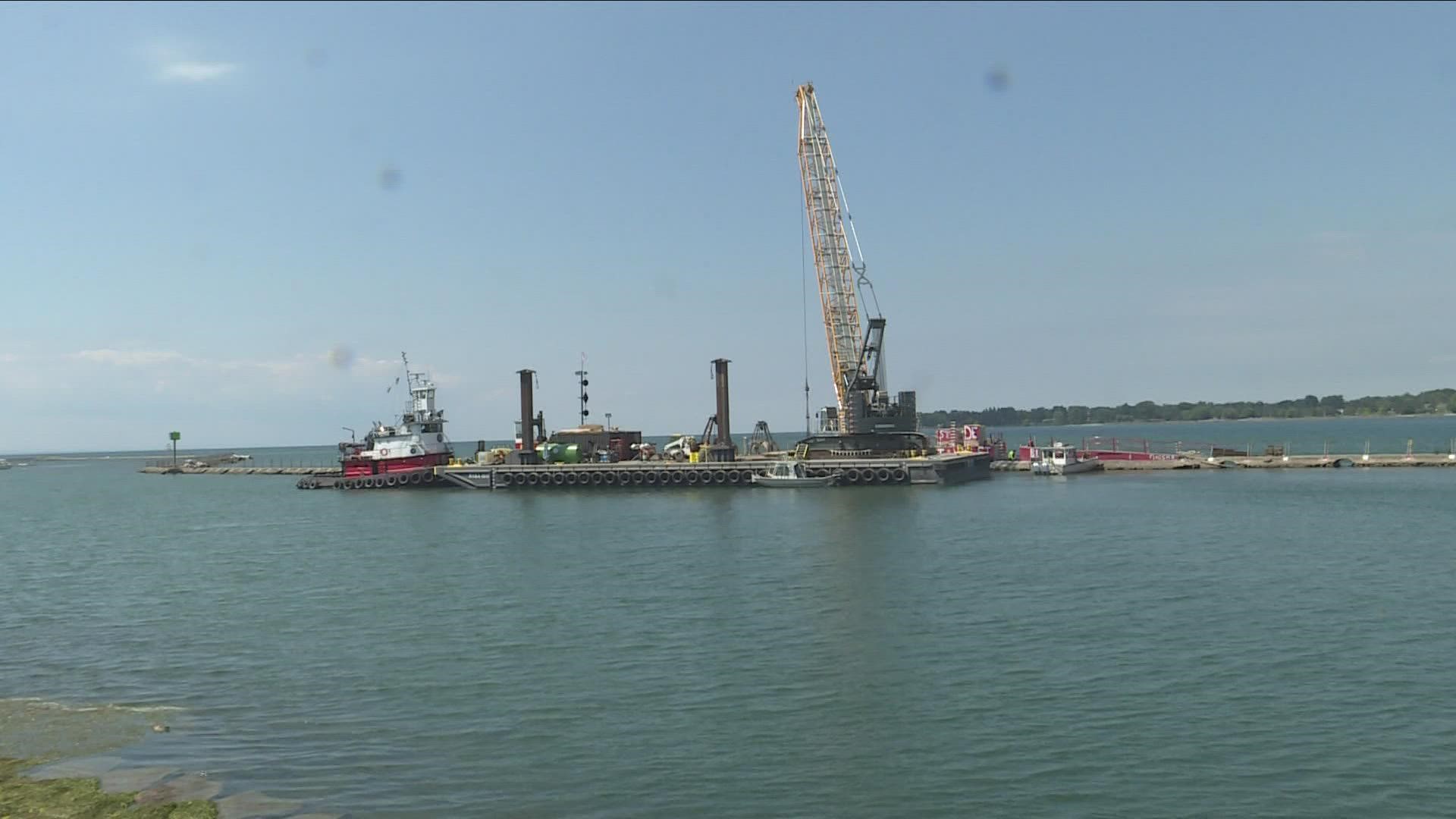 Crews have begun working on a portion of bird island pier that was damaged in a storm three years ago.