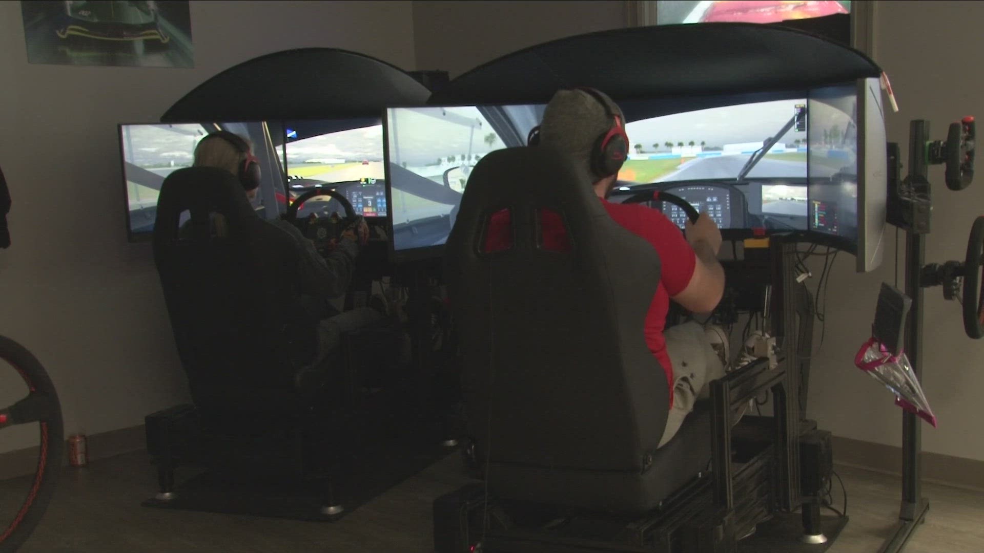 Send It Sim Racing has 10 full-motion, triple-screen simulators at its Amherst location.