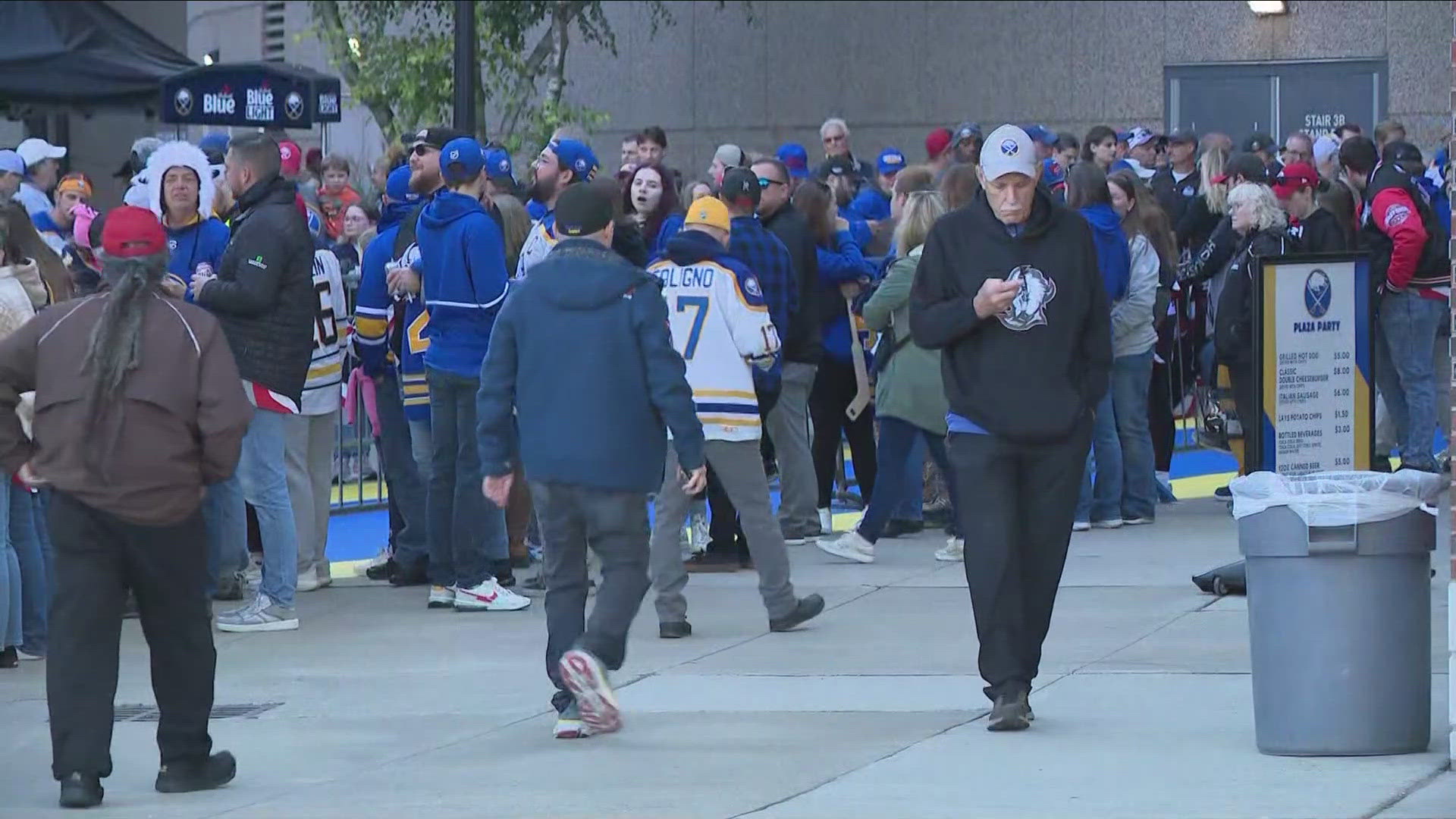 The Sabres on Thursday night will welcome fans to their first home game with a Party on the Plaza.