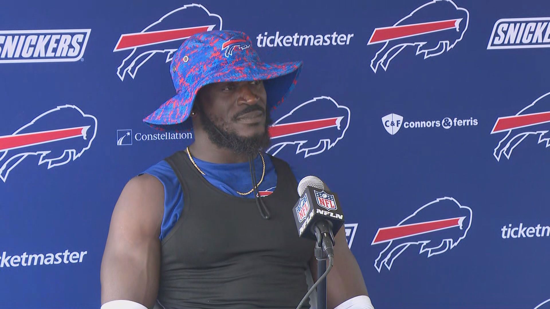 Buffalo Bills Cornerback Tre'Davious White speaks to the media at Bills' training camp.