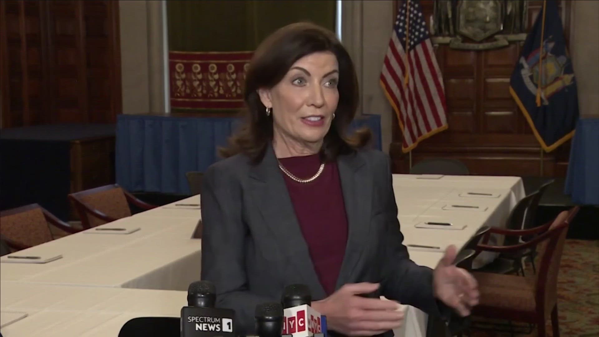 GOVERNOR KATHY HOCHUL SPOKE WITH REPORTERS *YESTERDAY  ... ON WHERE NEGOTIATIONS STAND.