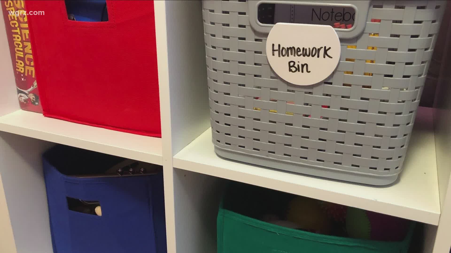 Creating a structured home school space for your kids doesn’t need to be time-consuming & expensive. A WNY home organizing pro offers 3 tips for a productive space.