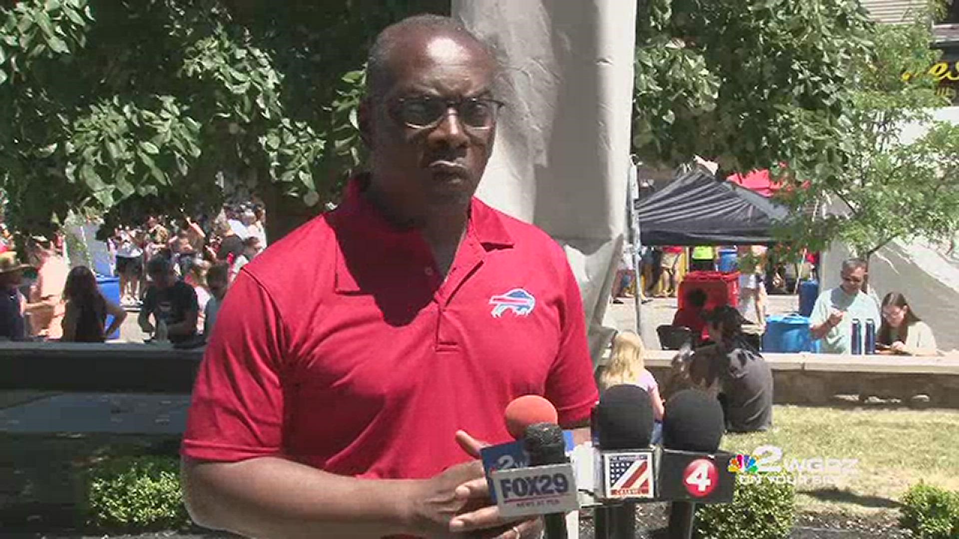 The mayor held a news conference on Sunday at Niagara Square, during the Taste of Buffalo, before leaving for Washington to meet with President Biden.