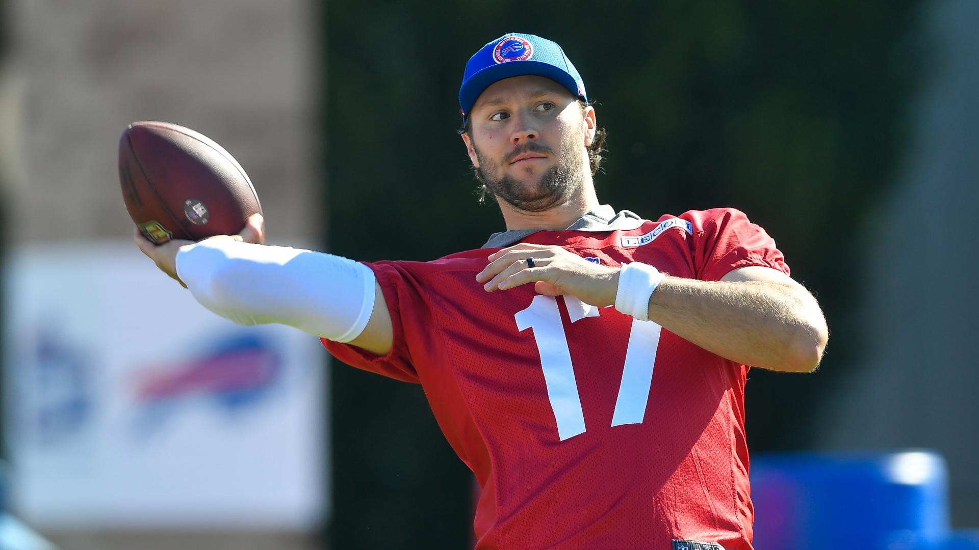 Buffalo Bills quarterback Josh Allen spoke on the first day of training camp at St. John Fisher University.