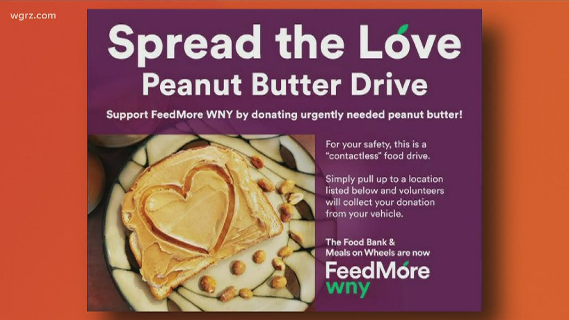 FeedMore WNY is collecting peanut butter and other canned or boxed food items at several locations Saturday morning.