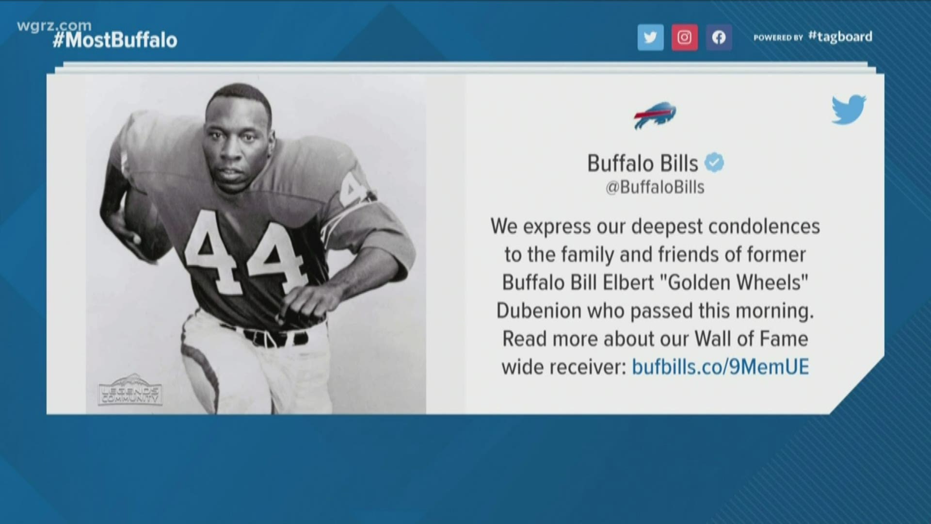 Note: Dubenion on Buffalo Bills Wall of Honor