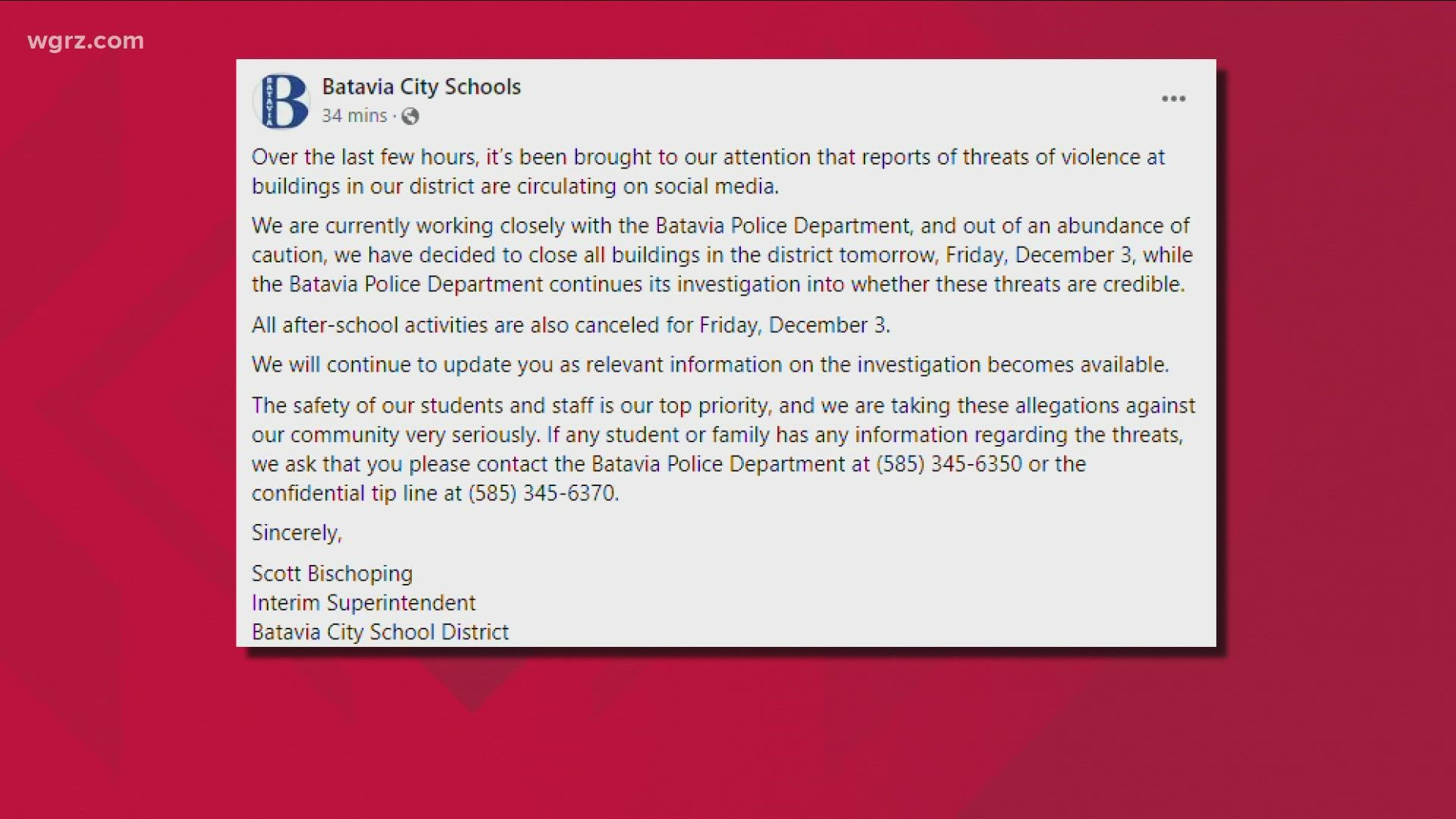 Batavia cancels classes over social media threats