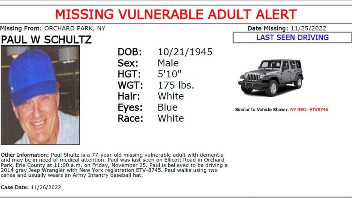 Orchard Park Police said a missing vulnerable adult has been found ...