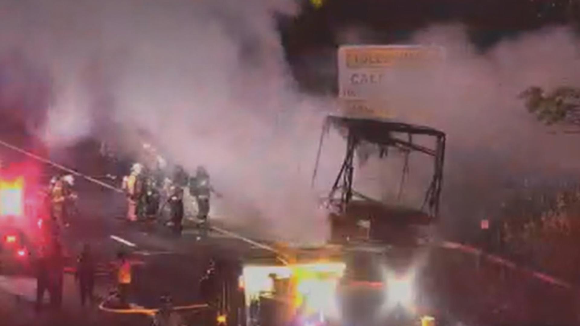 Fiery tractor-trailer crash stops traffic on I-90 eastbound | wgrz.com