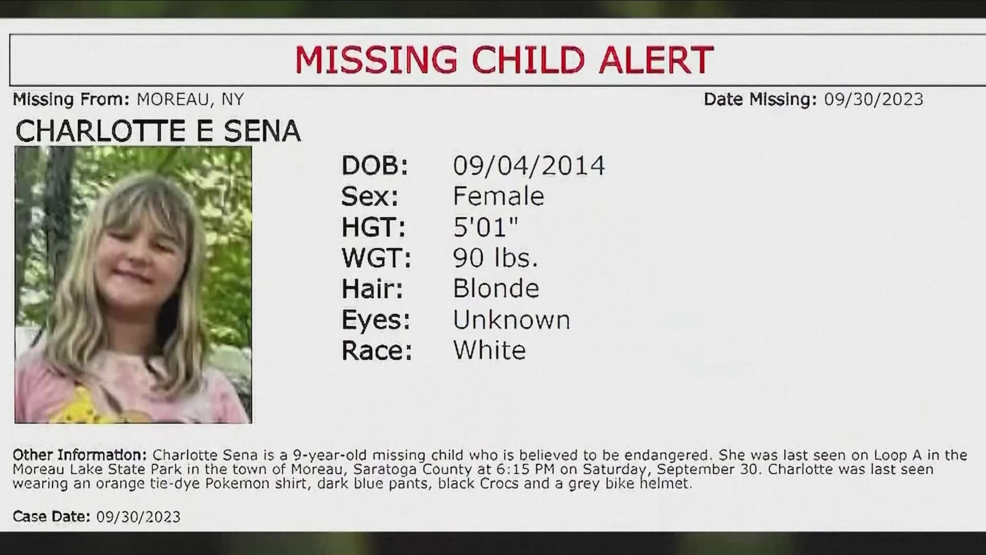 SHE WAS LAST SEEN AROUND 6-15 SATURDAY NIGHT IN MOREAU LAKE STATE PARK IN SARATOGA COUNTY.