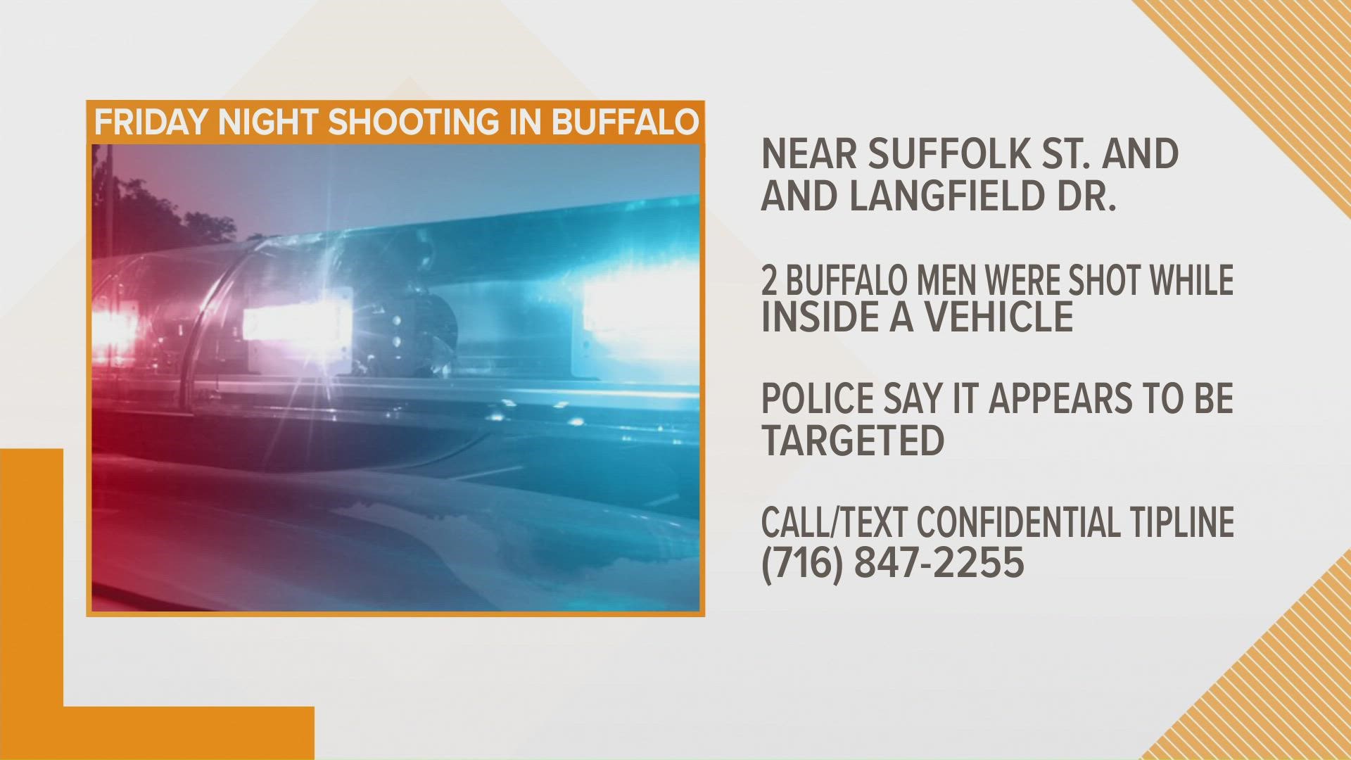 The Buffalo Police Department said two men are recovering after being shot Friday night.