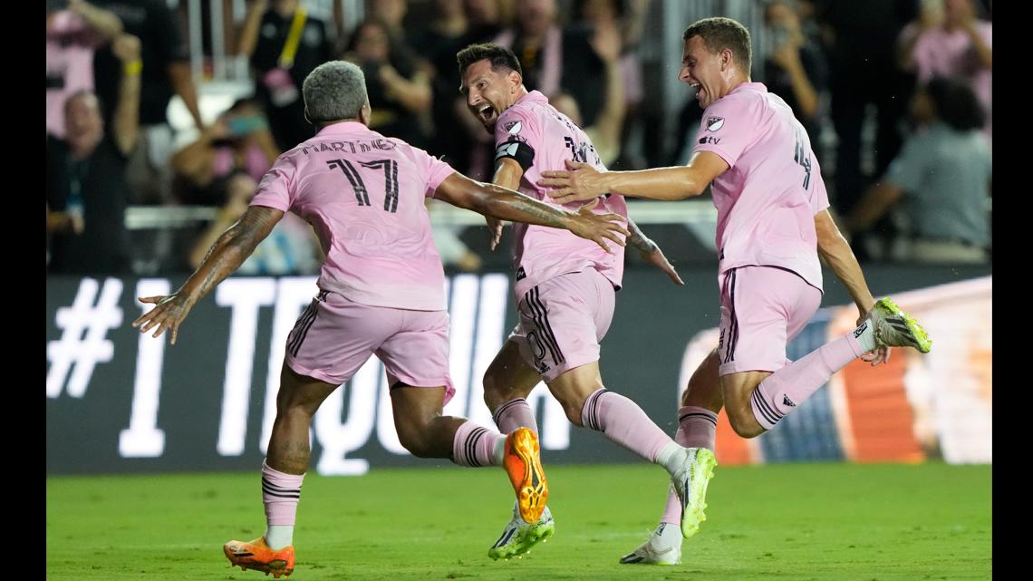 Lionel Messi scores a sensational game-winning goal on a free kick in his  Inter Miami debut