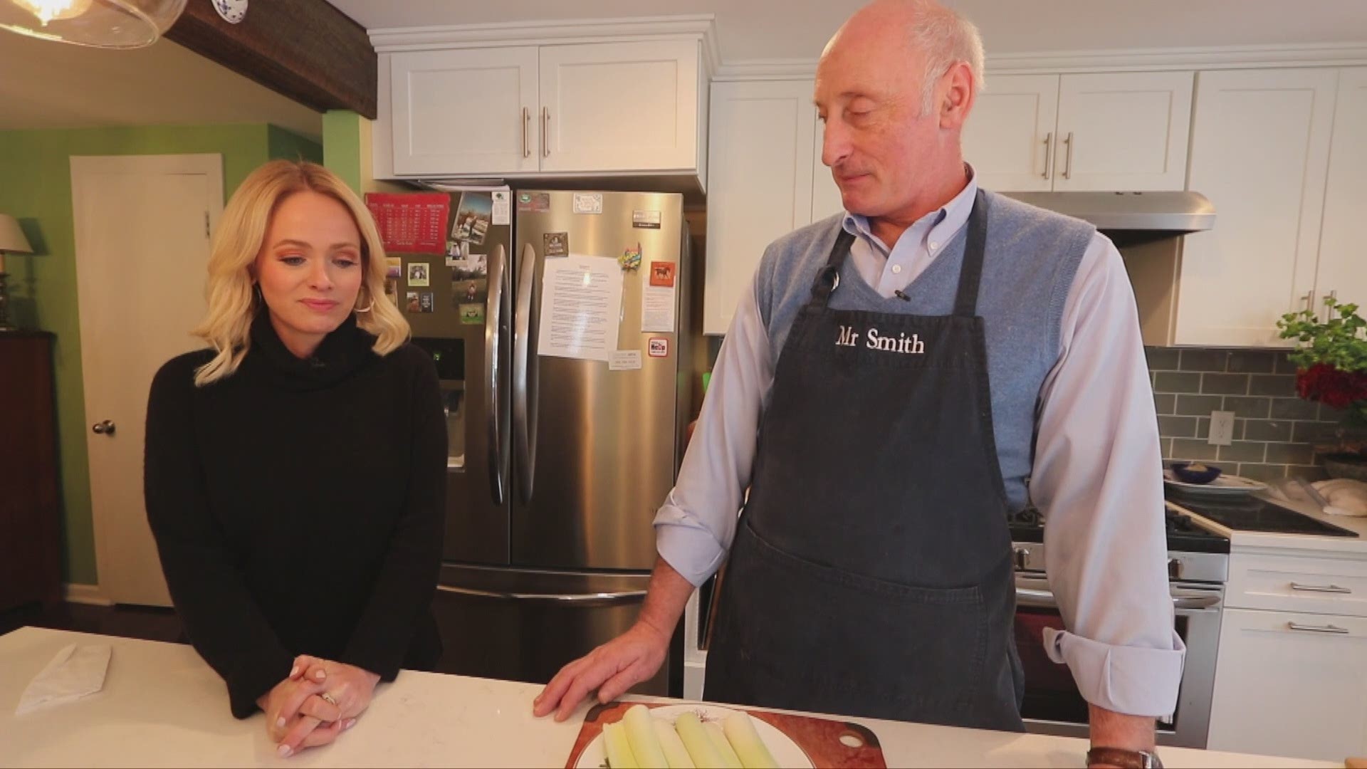 Kate and Mr. Smith make a roasted leek dip