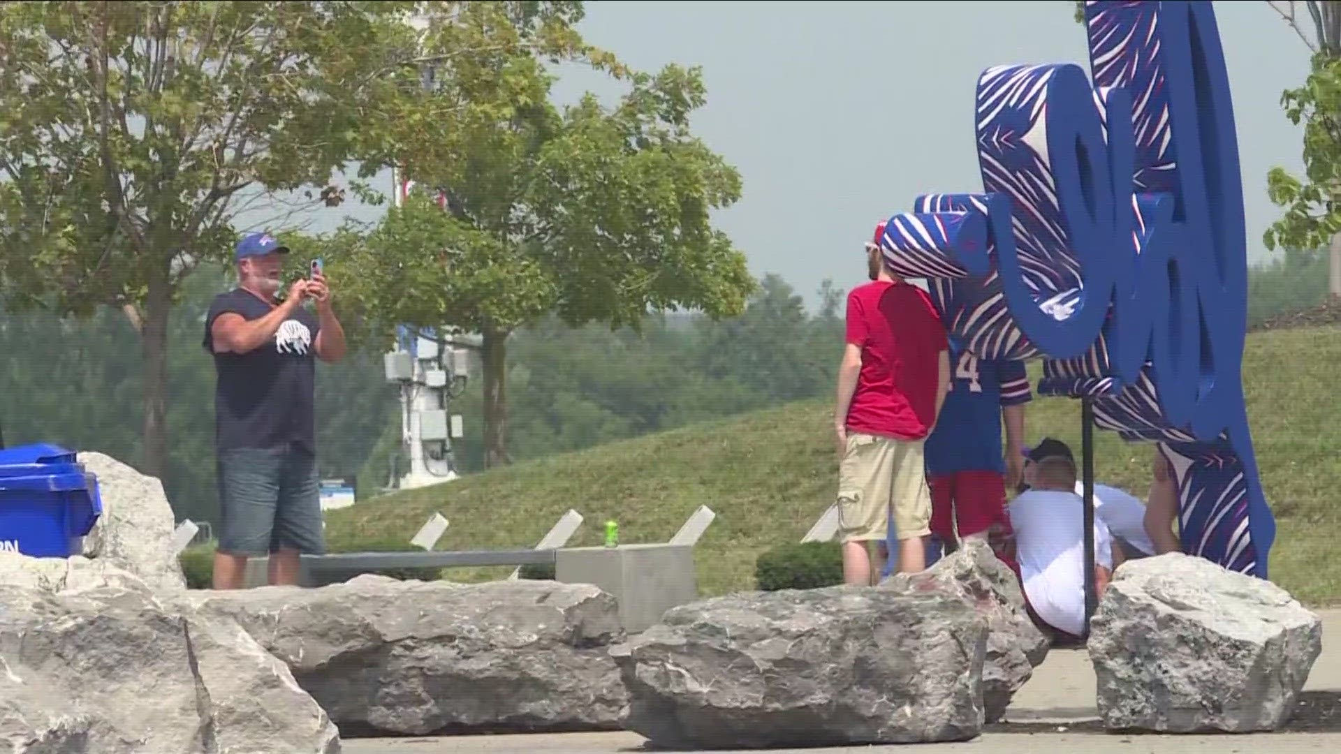 ECMC turning blue and red for the Buffalo Bills