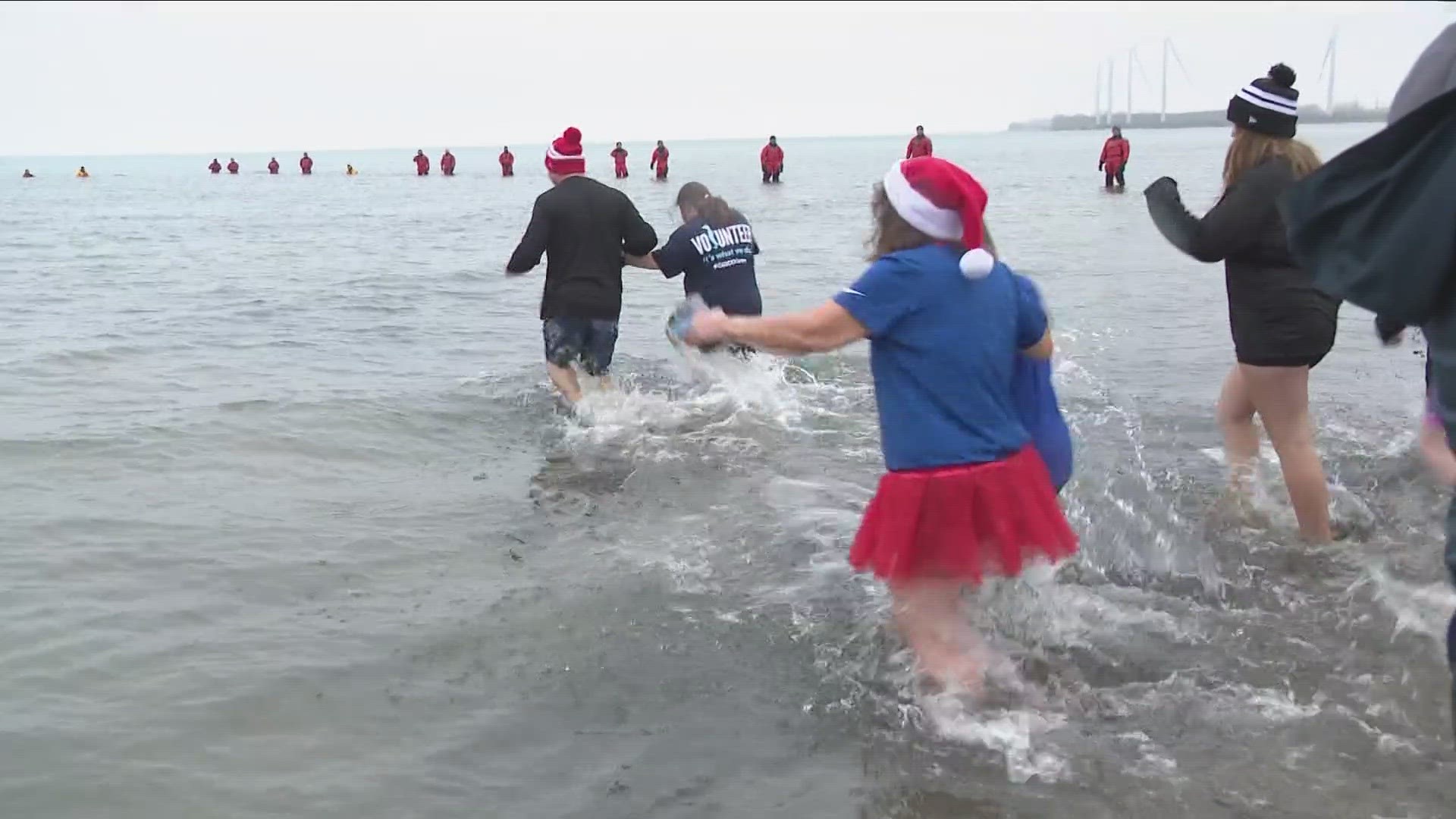 Warmest polar plunge to date with Lake Erie at 48 degrees