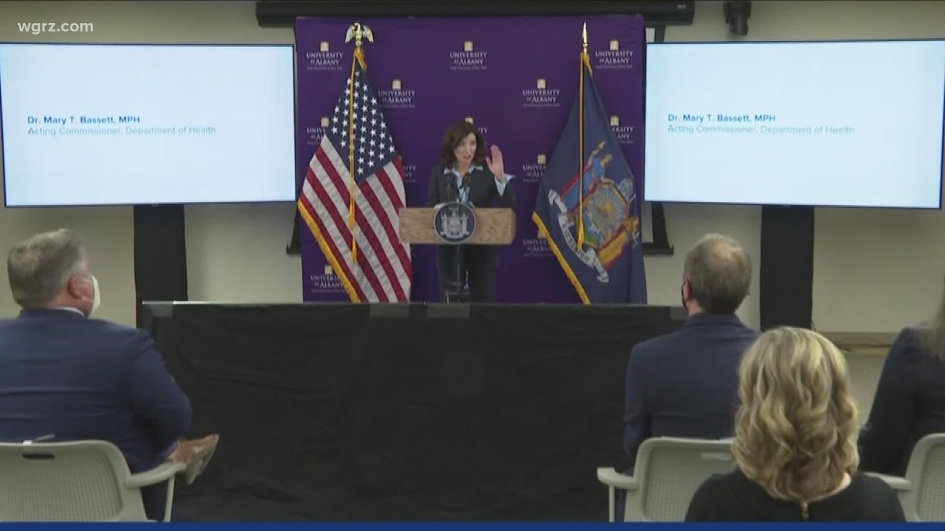 Governor Kathy Hochul held another briefing on the state's COVID-19 response Friday afternoon while in Albany. She says 64 million tests have now been secured.