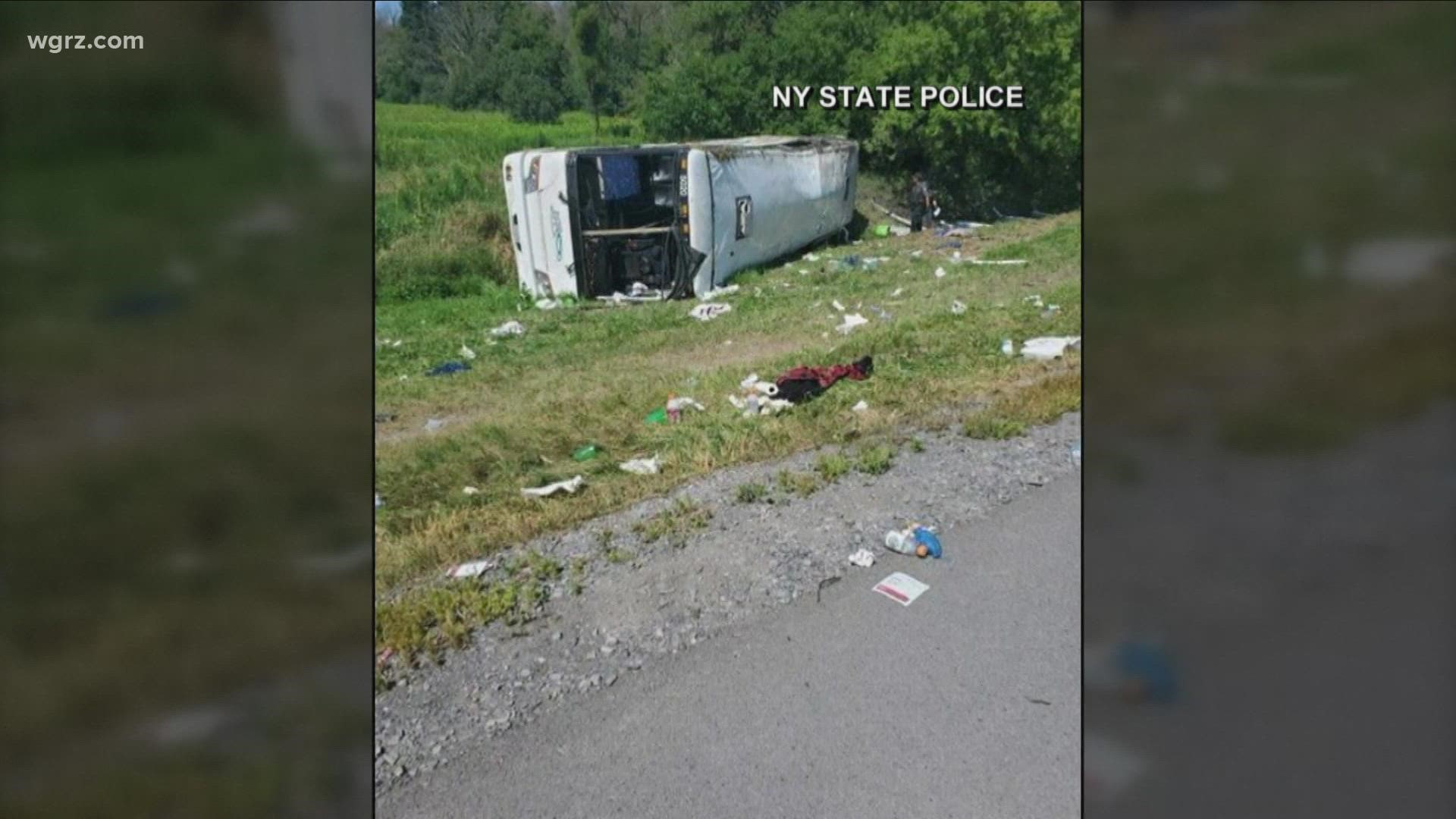 State police say the bus company left from Poughkeepsie early this morning and rolled over around 12:30pm.