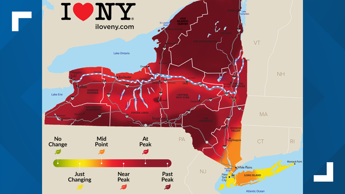 Fall foliage map 2019: Where to see the brilliant colors of autumn across  New York, New Jersey and Connecticut - ABC7 New York