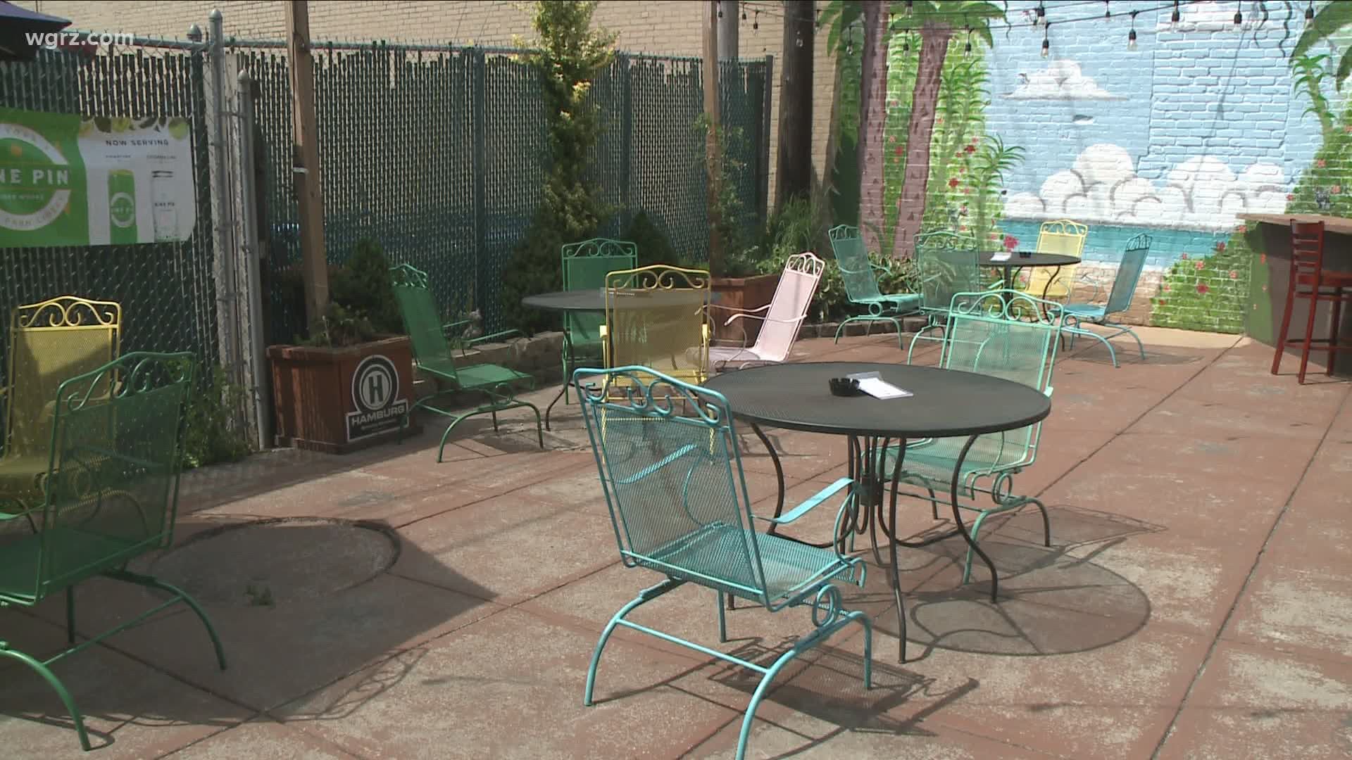 The city of Buffalo and some bar owners on Chippewa Street took outdoor dining to a different level last night with their block party approach to help them out,.