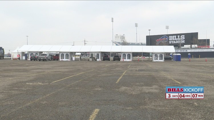 Passionate Bills fans line up at Orchard Park to get COVID test before  playoff game