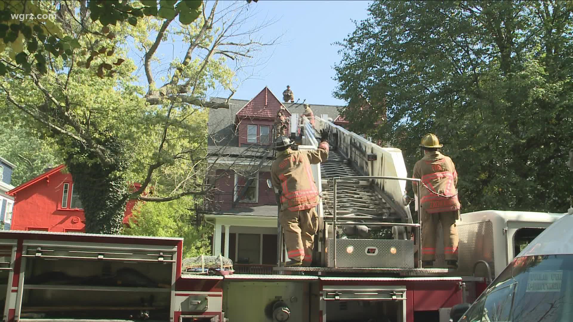 One man had to be rescued by a ladder truck after a fire broke out in a home on Ashland Avenue in Buffalo.