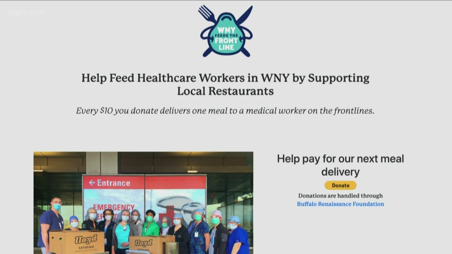 A group from the Buffalo startup community have built a platform that will feed health care workers and keep restaurants open