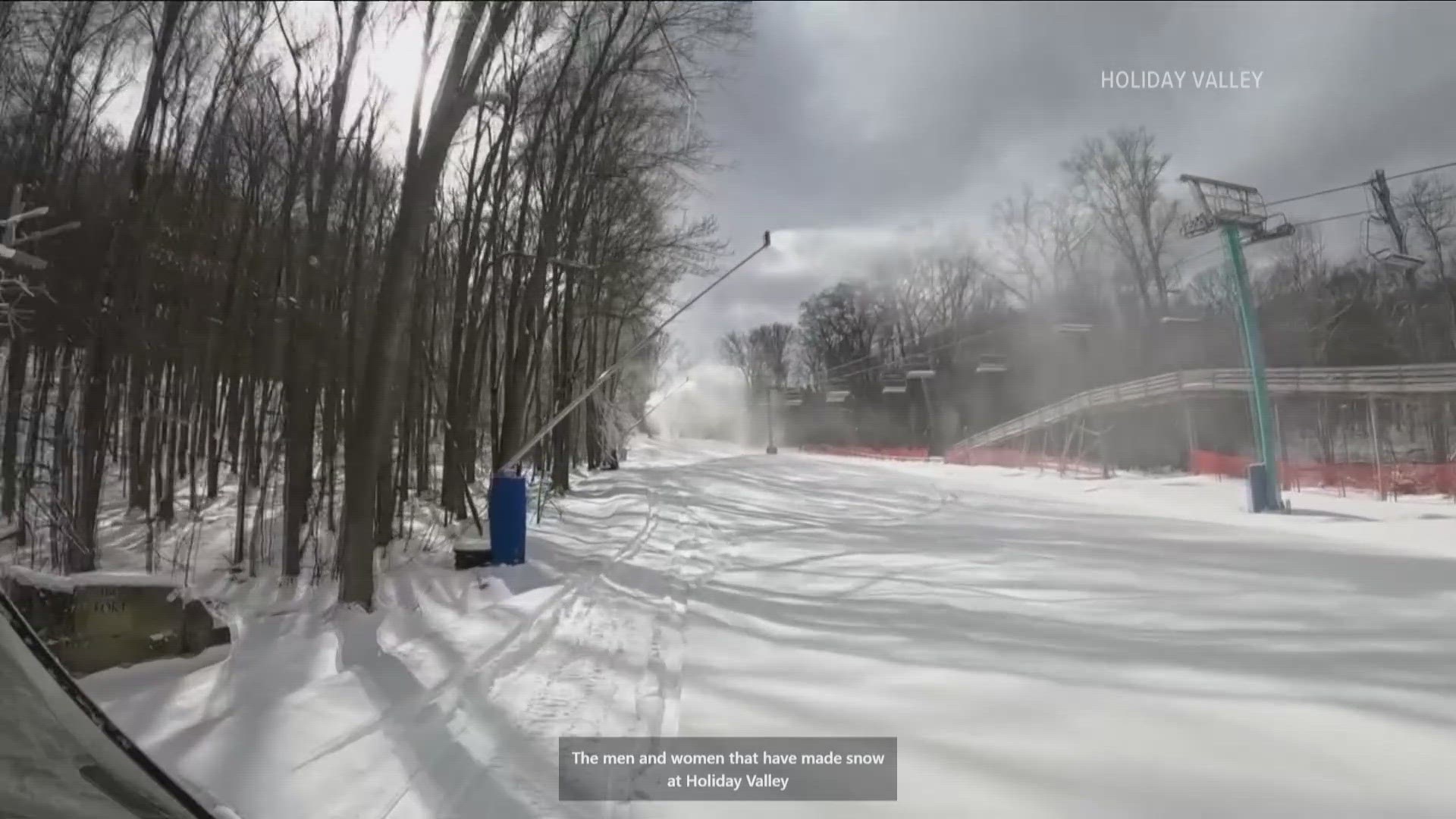 The ski resort shared a video on Facebook, saying it has been able to take advantage of the cold weather and fire up more than 100 snow-making guns.