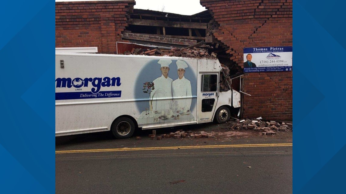 Gowanda Police investigate truck that struck building