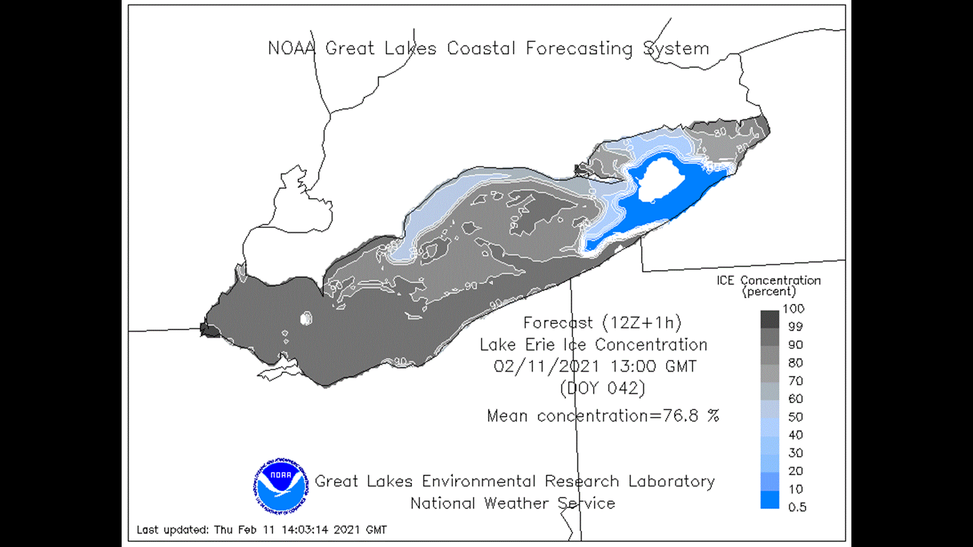 Lake Erie ice increases heading into its seasonal peak