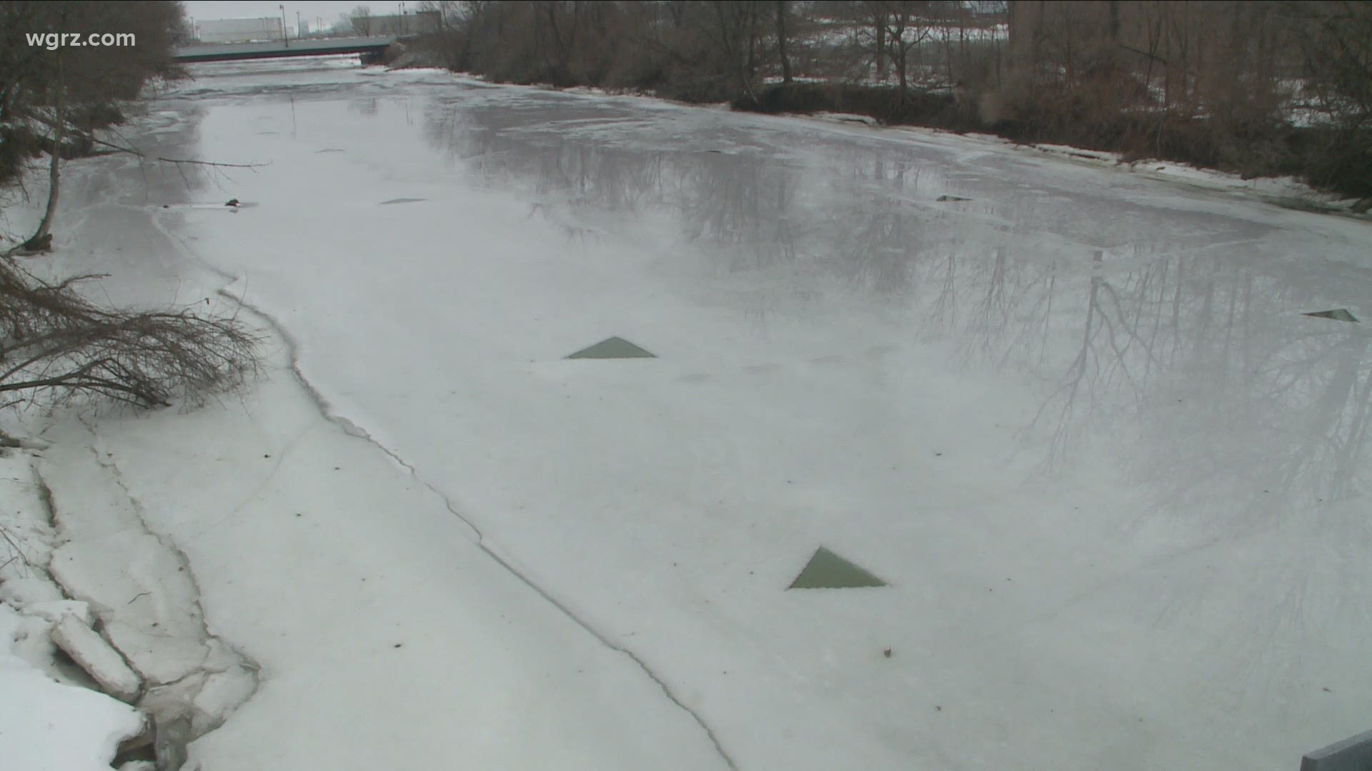 If you drive by Cazenovia Creek in South Buffalo you may notice these strange triangular holes out on the ice. They may look alien but serve an important purpose.