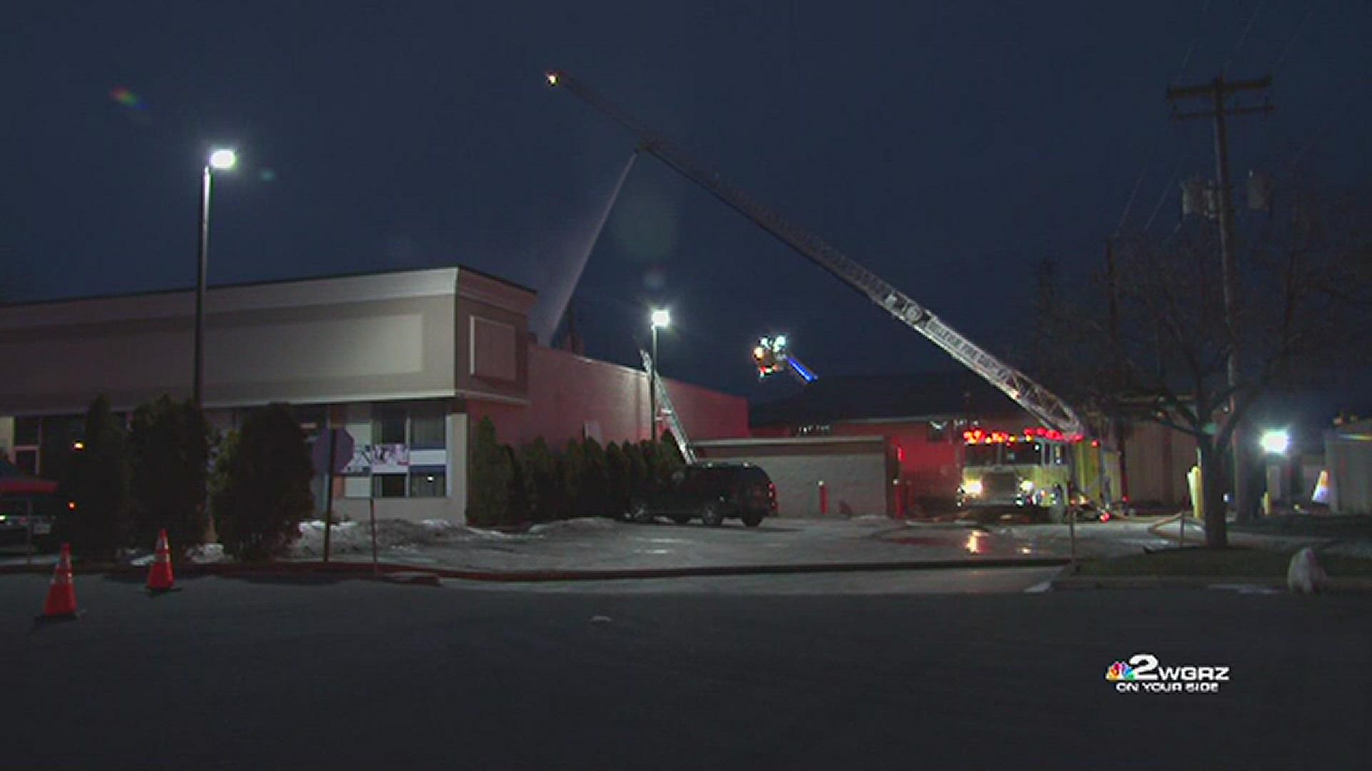 The fire destroyed a building behind the Valu Home Center Shopping Plaza. Business were impacted because of smoke.