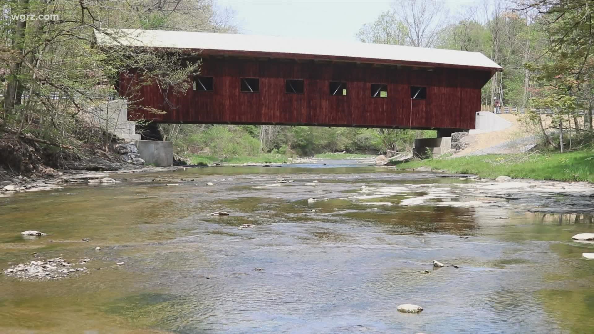 Construction is underway in Wyoming County on a new covered wooden bridge.