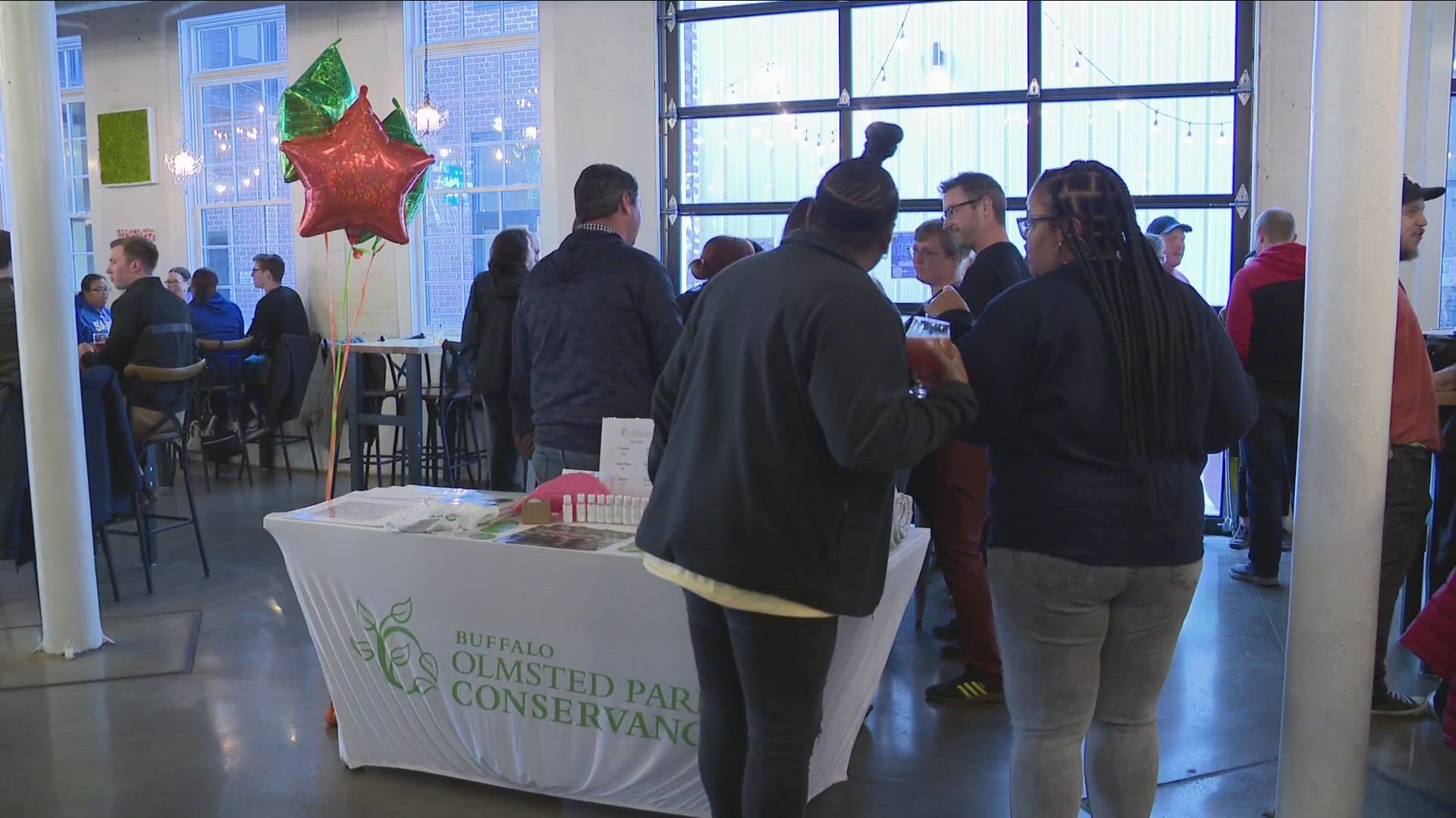 A party was held at Resurgence Brewing, Wednesday evening, to celebrate the 201st birthday of Frederick Law Olmstead.