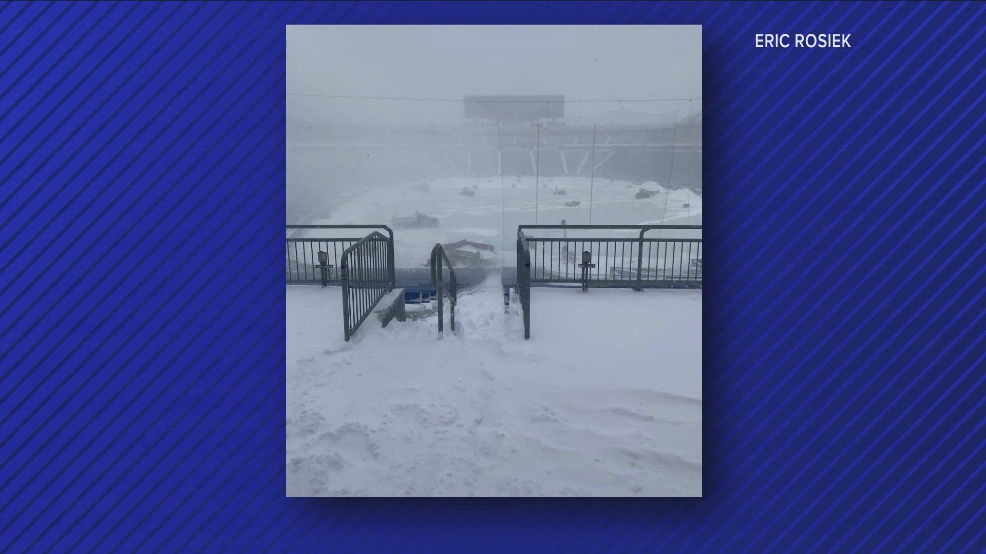 Fans help Buffalo Bills get ready for Monday's playoff game which was postponed due to the storm.