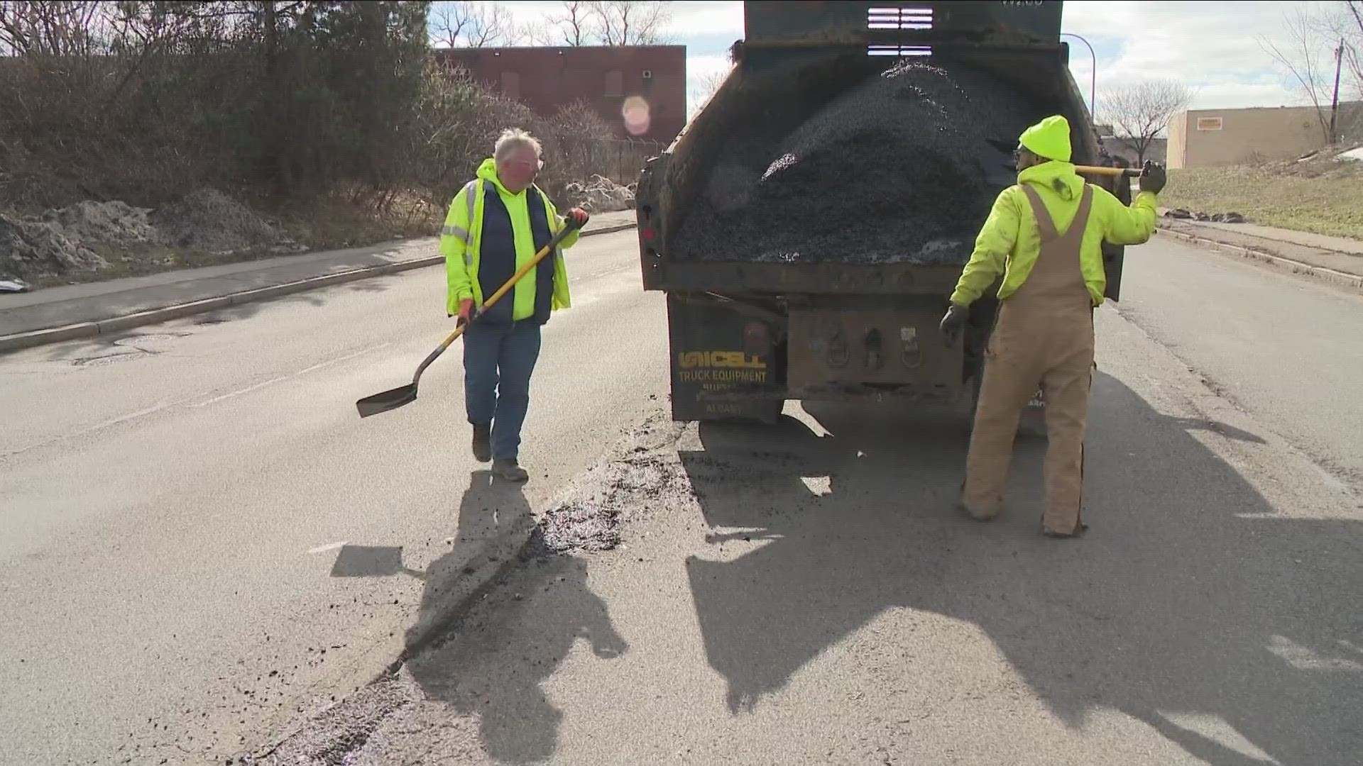 The city's Department of Public Works commissioner said crews are using the current break in wintry weather to get a jump-start on some problem areas.
