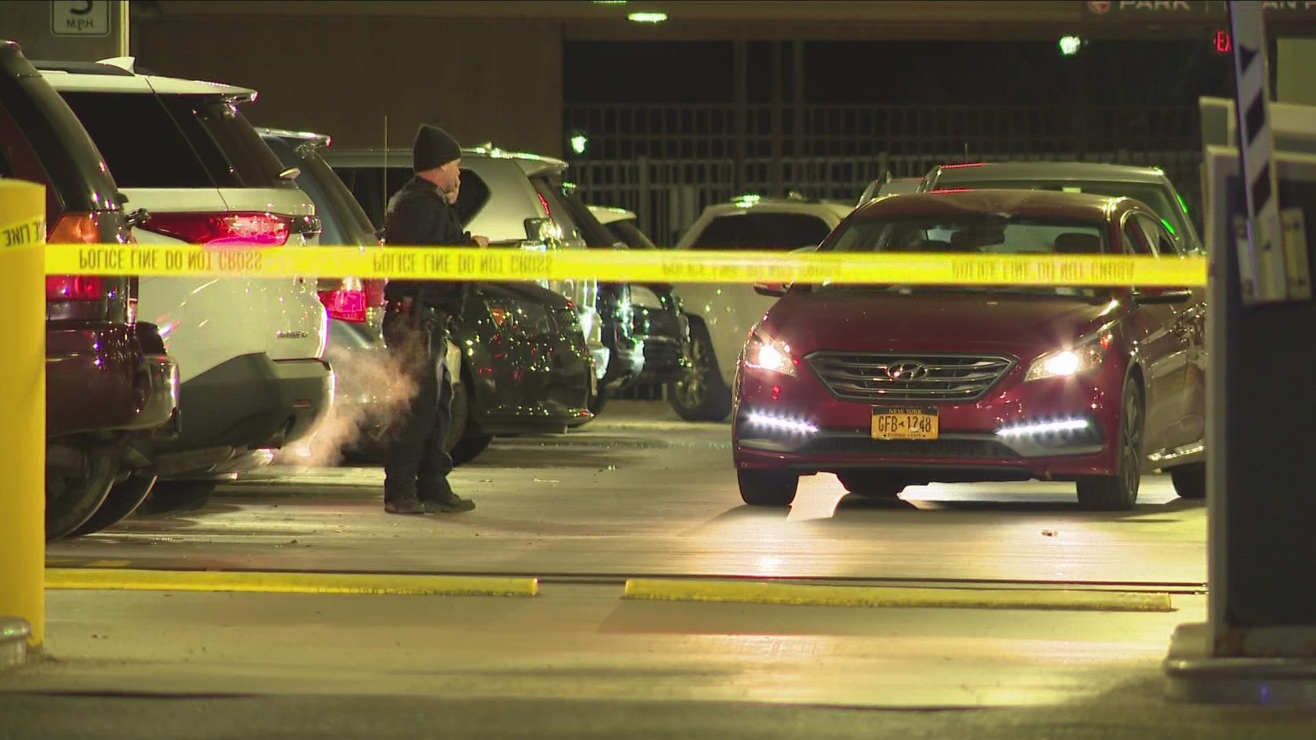 When police arrived at the scene they found three people that were shot inside the parking garage area.