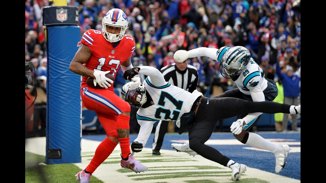 Buffalo Bills offensive tackle Spencer Brown (79) looks on during the  second half of an NFL football game against the New England Patriots in  Orchard park, N.Y., Monday Dec. 6, 2021. (AP/