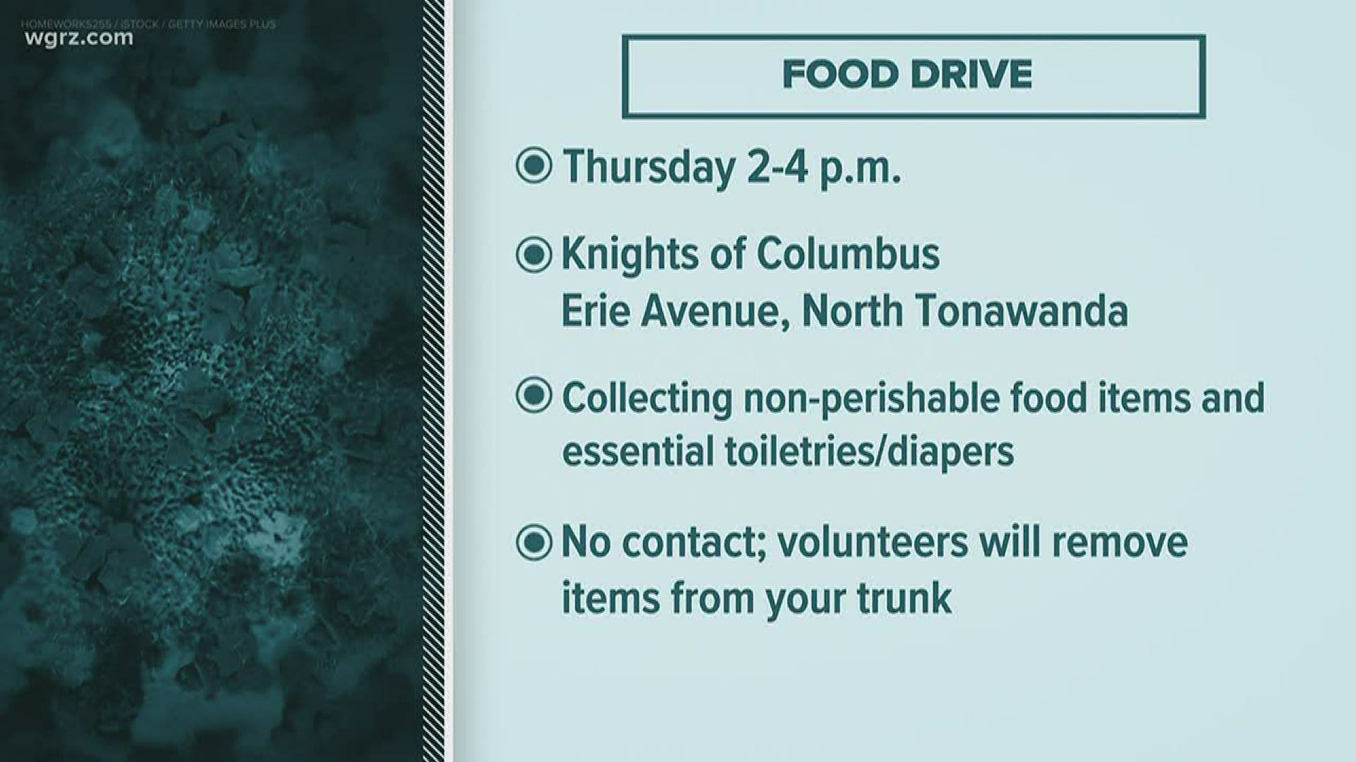 The food drive will be collecting nonperishable food items, along with essential toiletries and diapers.