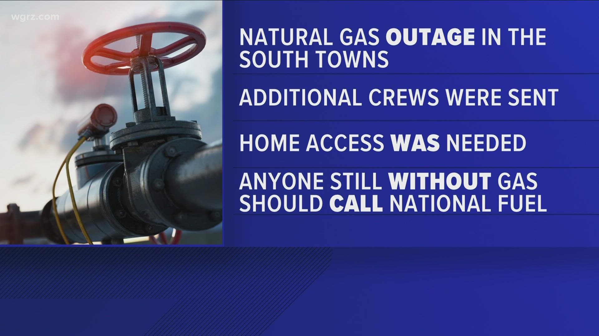 National Fuel field crews were knocking on doors today, after a natural gas outage in the South Towns.
