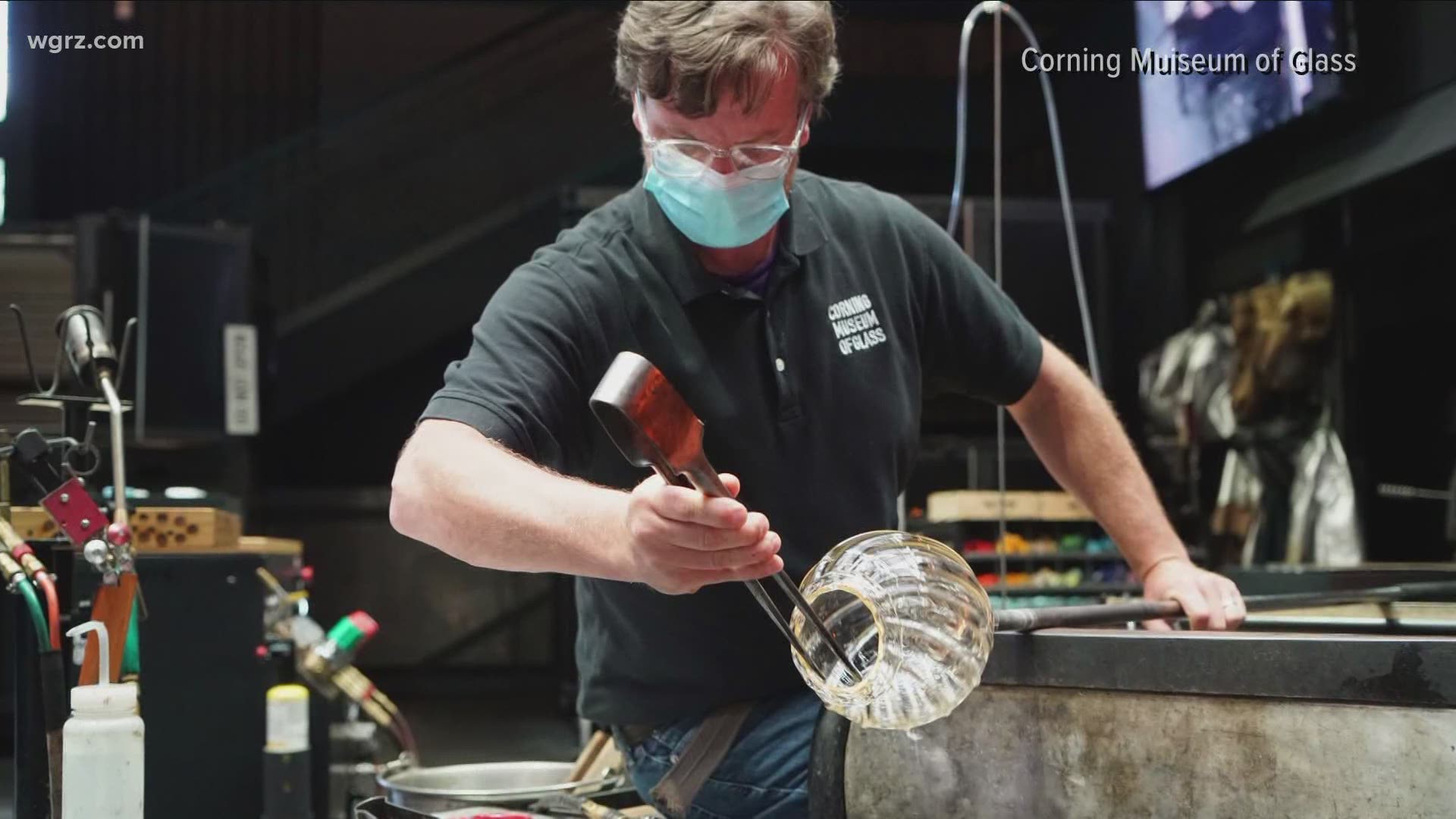 Corning Museum glass blowers come up with innovative solution to challenge posed by wearing masks