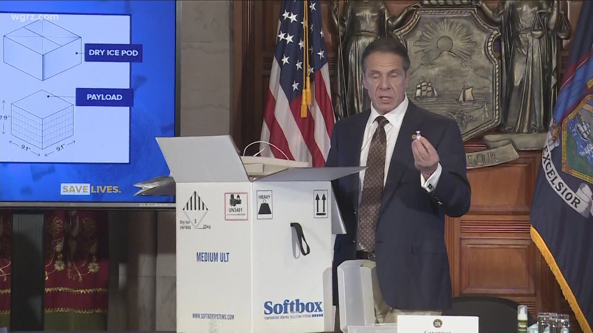 Governor Cuomo presents a 'box of vaccines'