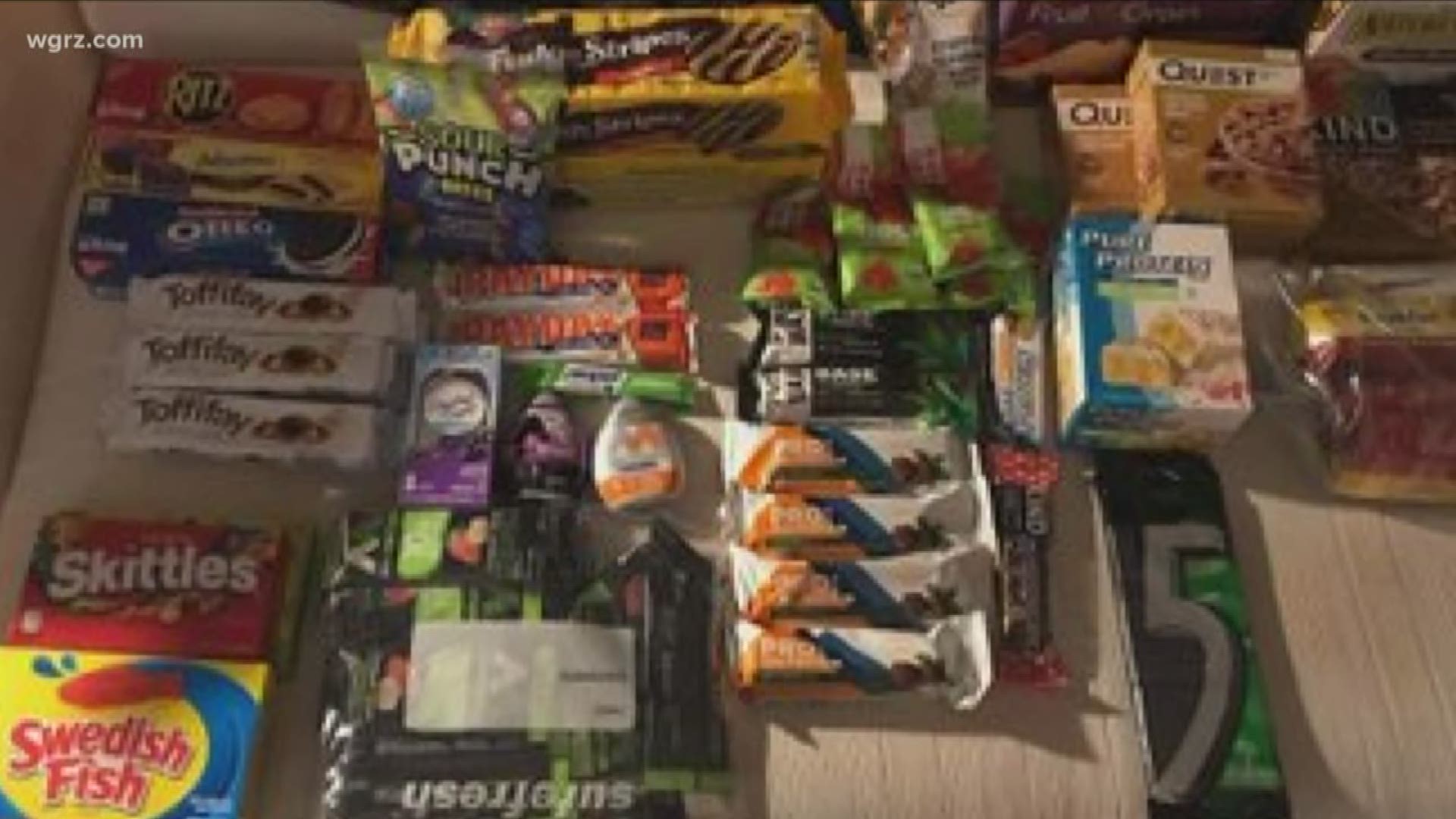 Joanie Dolan asked for donations to help national guard. These pictures show the response. Piles of candy and toiletries people have donated in the last two days.