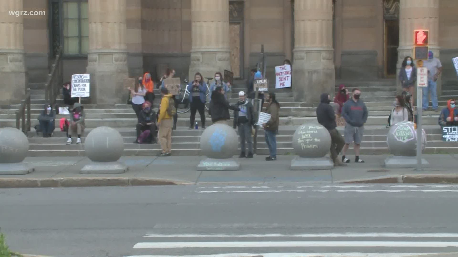 A peaceful protest was held in front of Buffalo City Hall Wednesday evening
