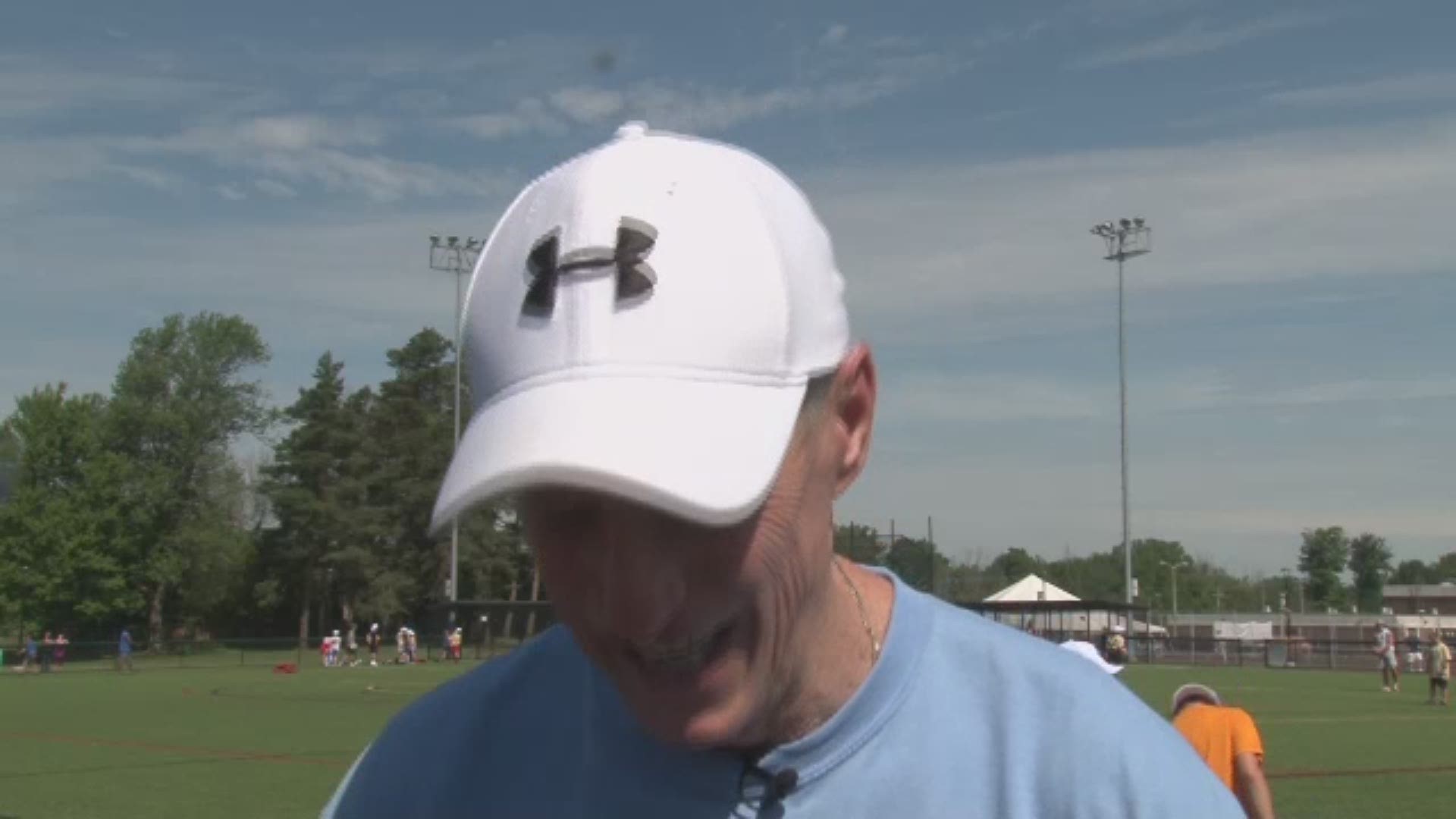 Jim Kelly says he "feels great" as he hosts the 32nd annual Jim Kelly football camp being held this year at Williamsville North High School.