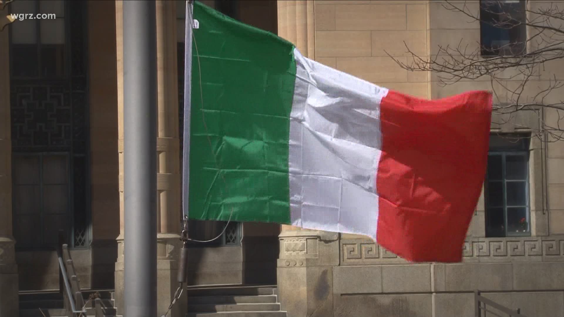 Buffalo's annual St. Patrick's Day parade was canceled this year but that didn't stop the city from marking the holiday with an Irish flag raising today.