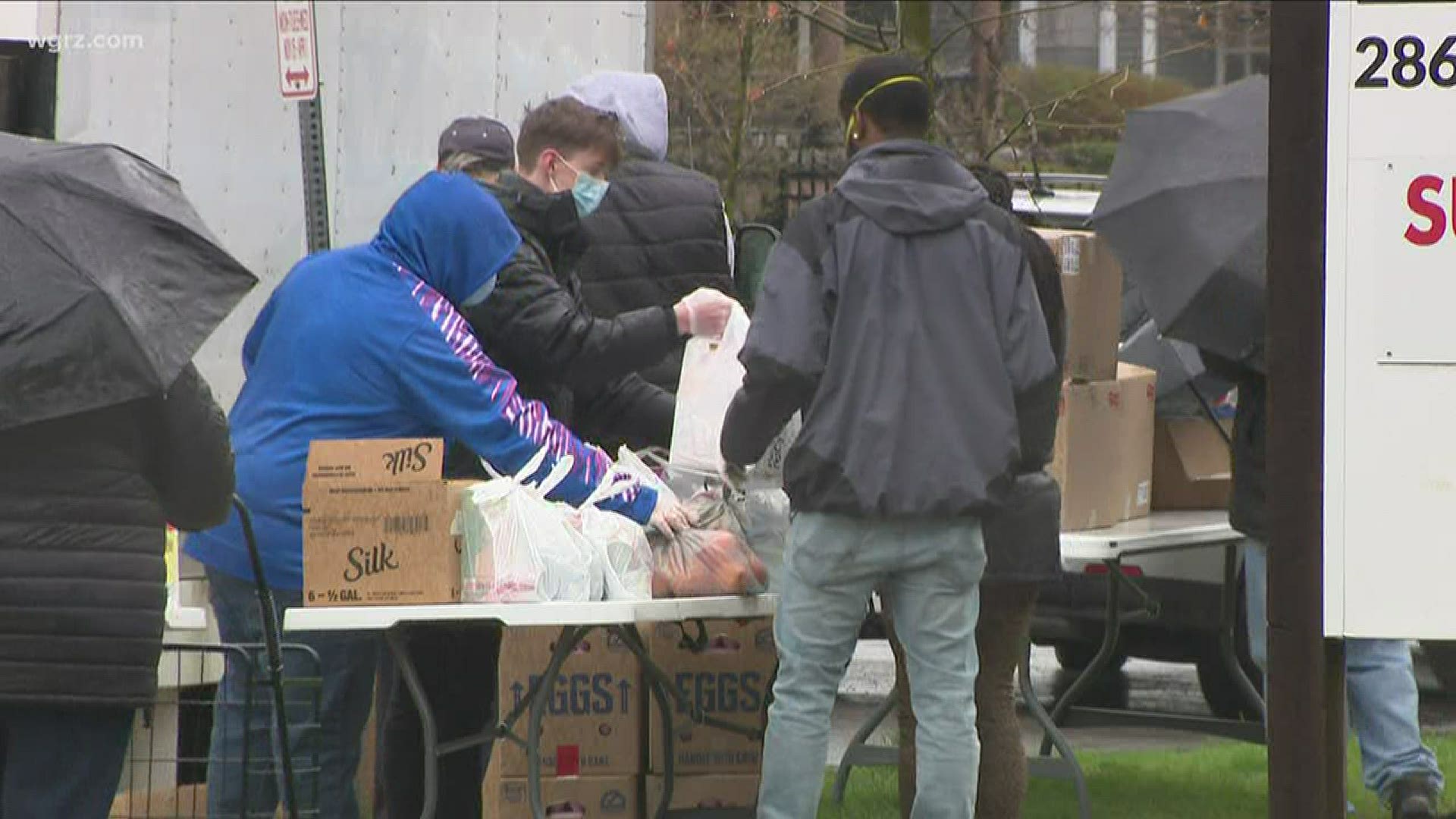 The organization fed the homeless while also giving away groceries to Buffalo families in need as it's been doing for six weeks now.