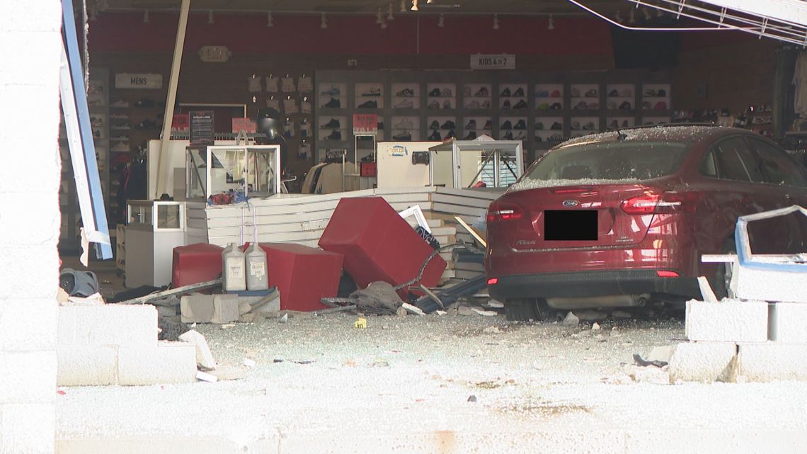 Police and firefighters responded to DTLR Monday morning after a car crash into it.