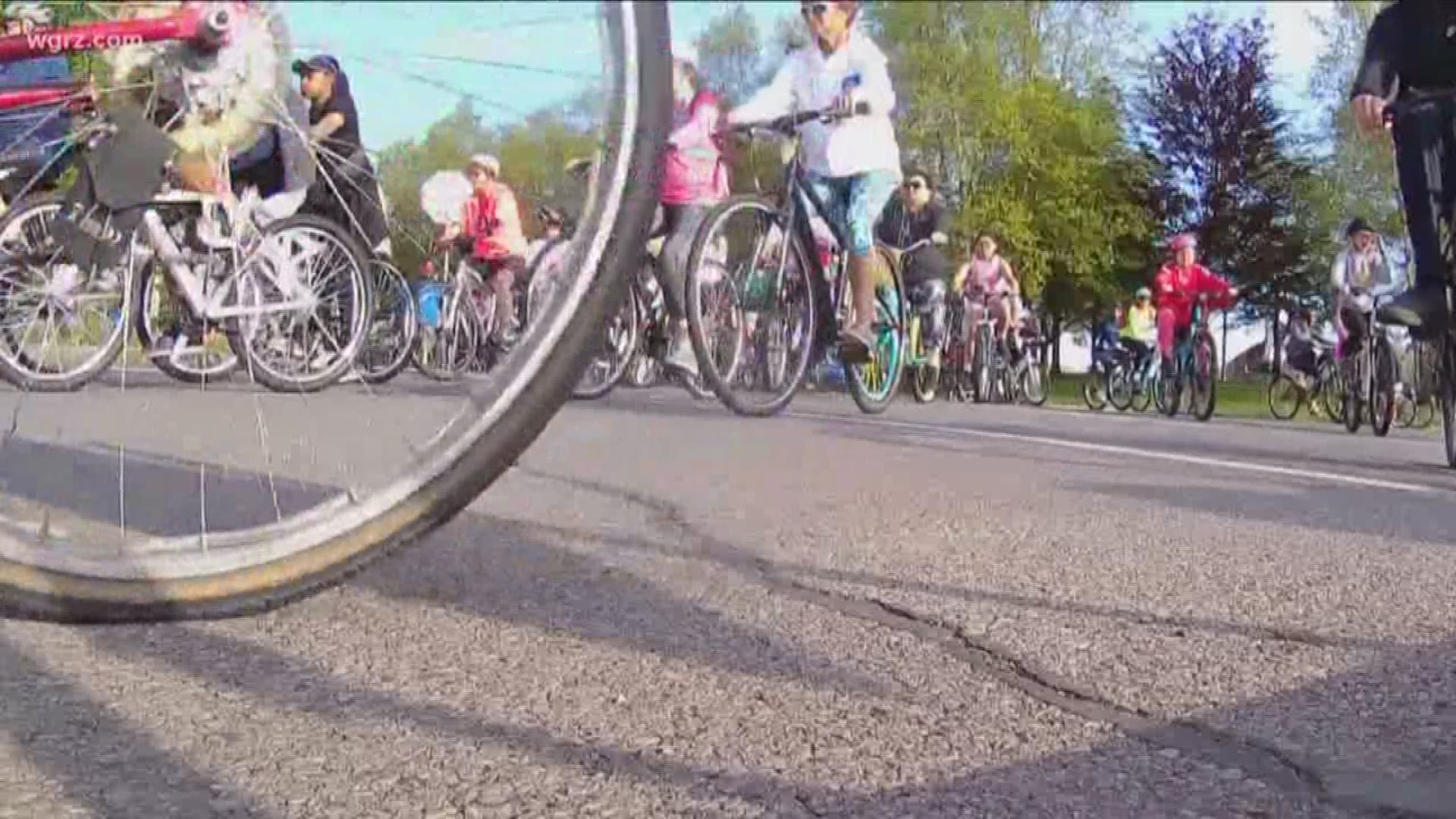 Hundreds of Bicyclists started their 10 mile ride at the Buffalo and Erie County Naval & Military park. They made stops at various memorials that honor Western New Yorkers who were lost at war.
