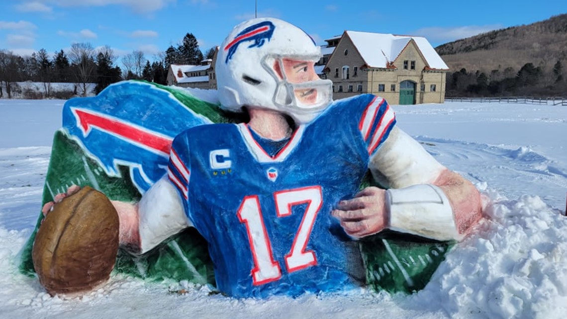 Buffalo Bills Josh Allen NFL Tribute Sculpture Featuring A Glass